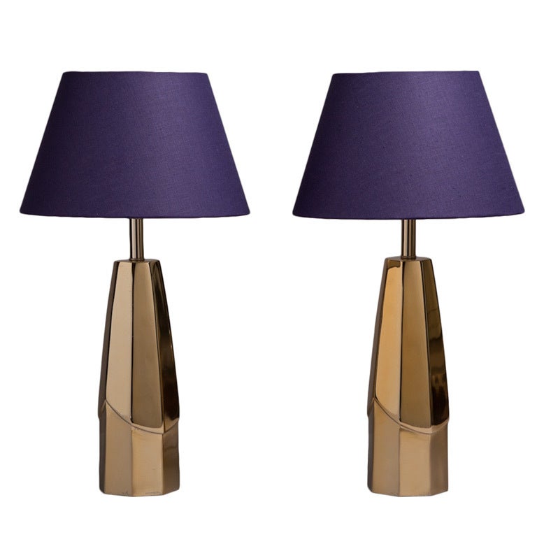 An Unusual Pair of Brass Table Lamps 1970s