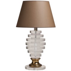 A Karl Springer Style Stacked Lucite Table Lamp 1970s