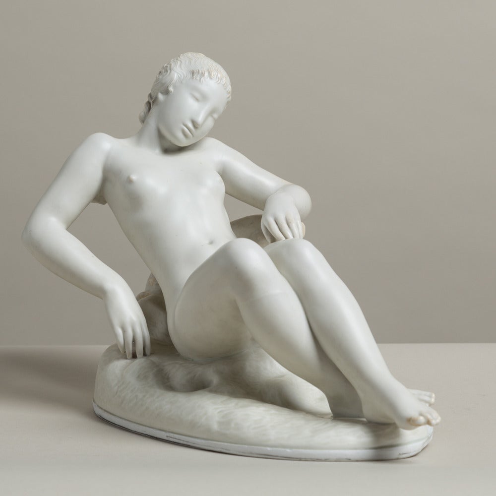 A Danish Alabaster figure of a recumbent woman by Gerhard Henning (1880-1967)

Gerhard Henning was a Swedish-Danish sculptor inspired by 18th century French art. Henning is one of the most important contributors to the female figure in Danish