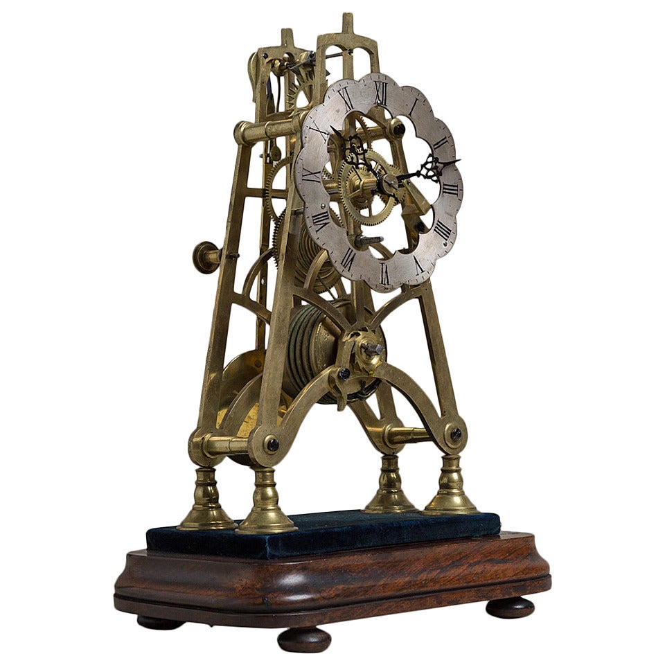 Mid19th Century English Skeleton Clock with EightDay Movement For