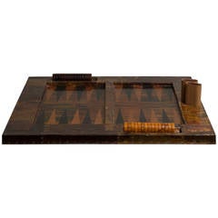 Retro Lacquered Copper Wrapped Backgammon Board 1980s