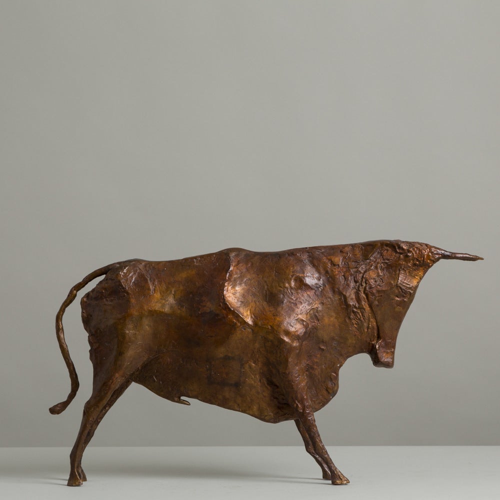 A Bronze Sculpture of a Standing Bull by Christian Maas signed and stamped 6/8