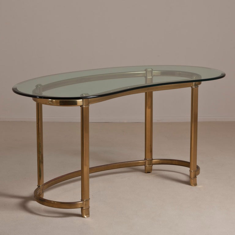 A Mastercraft Bronze Framed Desk/Console Table 1970s