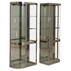 A Pair of Brass and Steel Glazed Cabinets by DIA 1970s