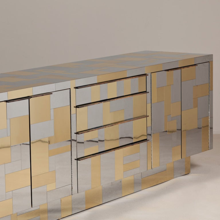 A Paul Evans Brass and Nickel Cityscape Sideboard circa 1975