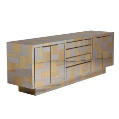 A Paul Evans Brass and Nickel Cityscape Sideboard circa 1975