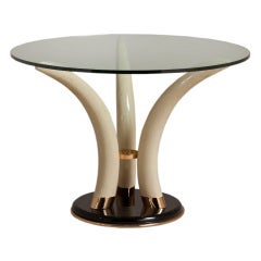 A Faux Horn Centre Table with a Glass Top 1980s