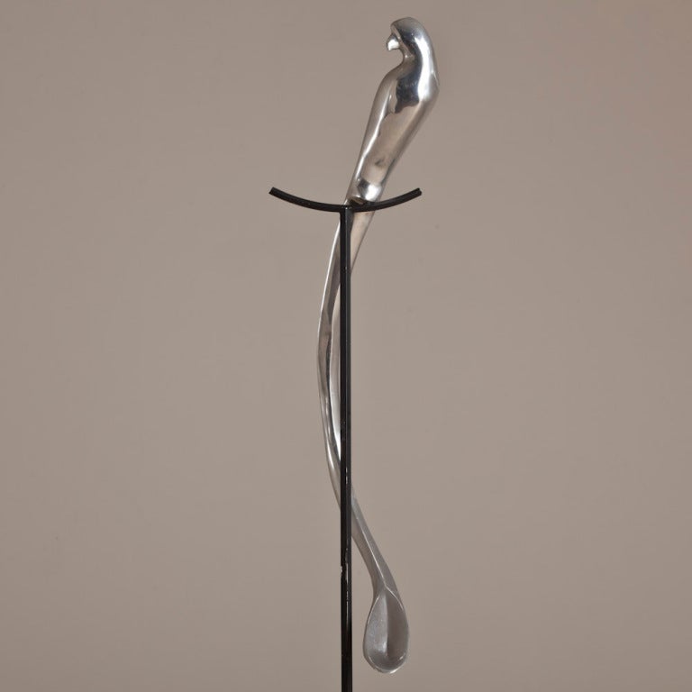 Tall Aluminium Bird Sculpture Attributed to Curtis Jere, 1970s (amerikanisch) im Angebot