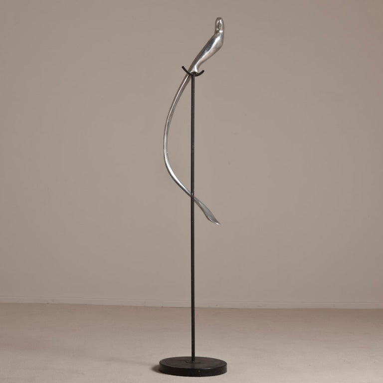 Late 20th Century Tall Aluminium Bird Sculpture Attributed to Curtis Jere, 1970s For Sale
