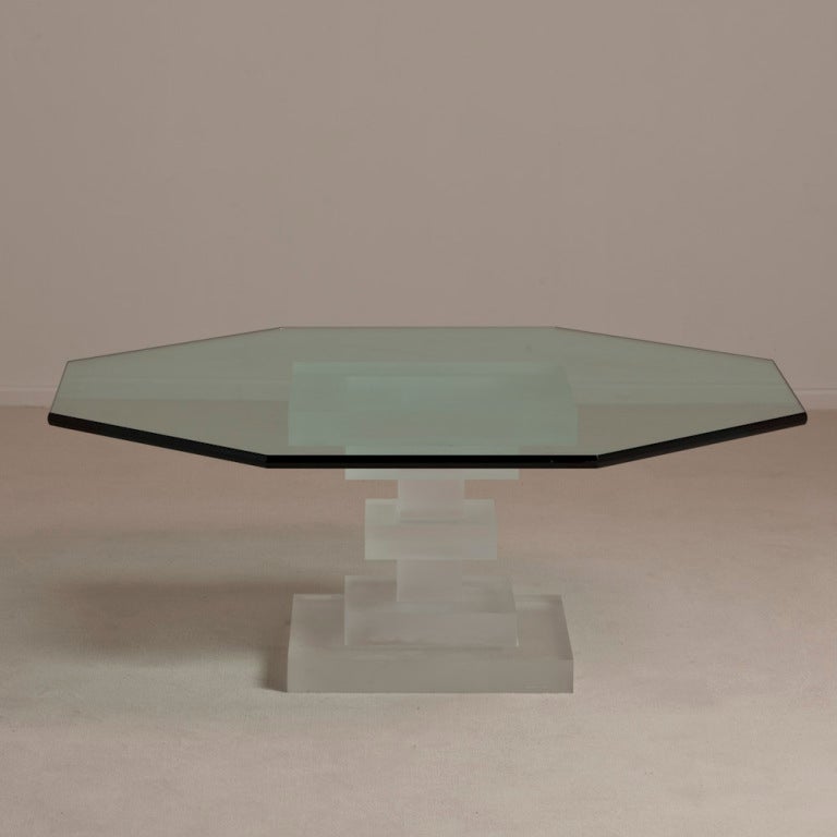 A Frosted Stacked Lucite Based Coffee Table 1970s