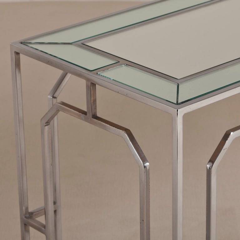 A Milo Baughman Nickel Console Table with Mirrored Top 1970s In Excellent Condition In London, GB