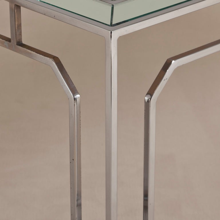Late 20th Century A Milo Baughman Nickel Console Table with Mirrored Top 1970s