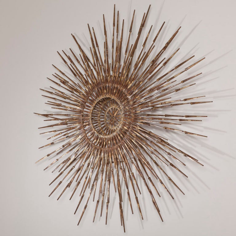 Late 20th Century A Weinstein Metal Sunburst Wall Sculpture 1970s