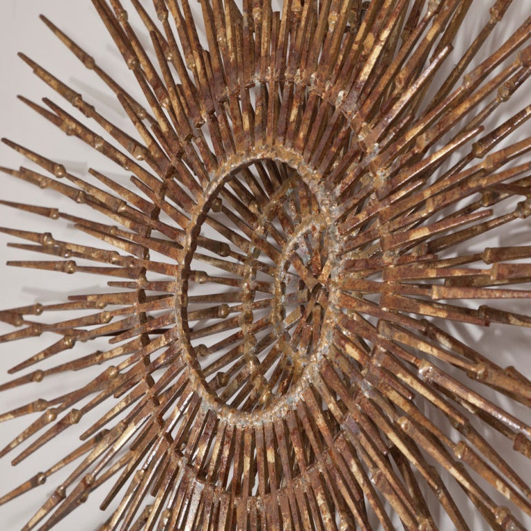 A Weinstein Metal Sunburst Wall Sculpture 1970s 1