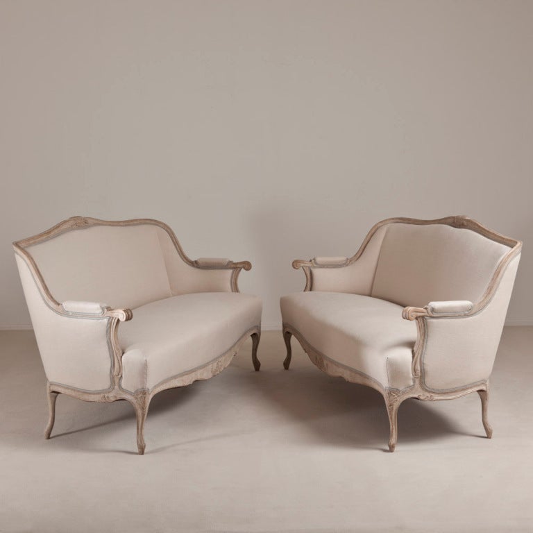 A 19th Century Rococo Style Swedish Painted Sofa Upholstered by Talisman 

Pair Available
