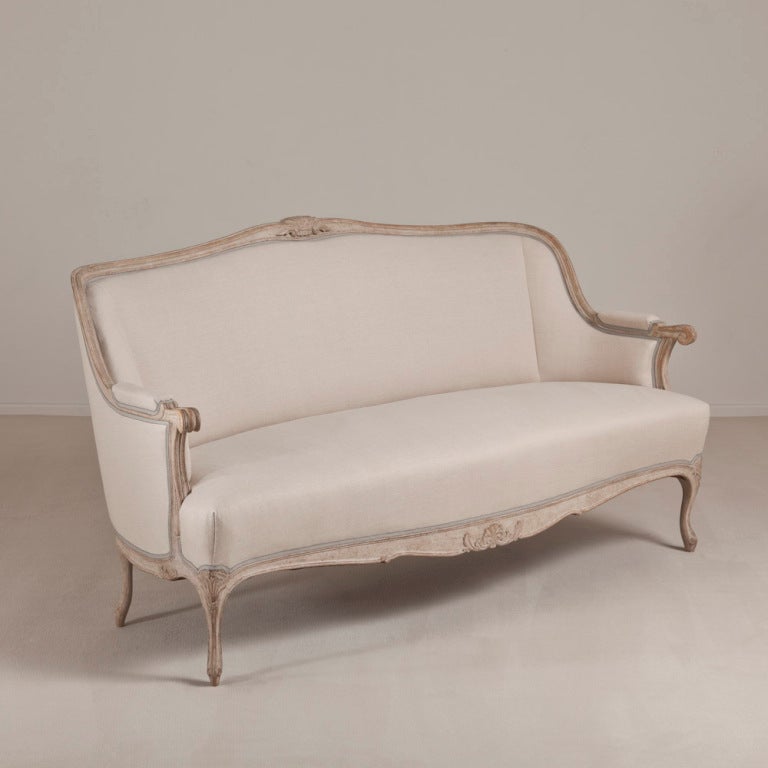 Upholstery A 19th Century Swedish Rococo Style Painted Framed Sofa