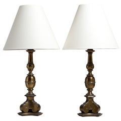 Vintage A Pair of Bronzed Metal Stiffel designed Tabel Lamps