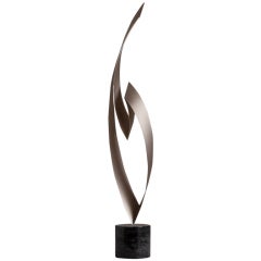 A Matt Polished Nickel Table Sculpture by Curtis Jere