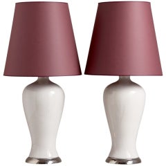 A Pair of Crackleware Ceramic Table Lamps
