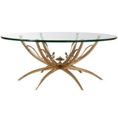 A Superb Italian Bronze Coffee Table with Lotus Leaf Detail