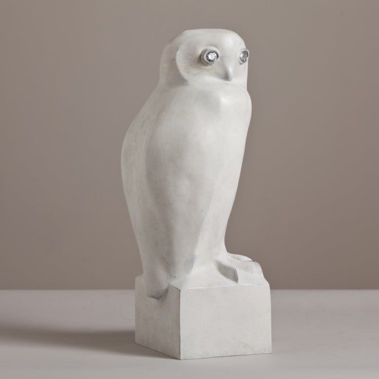 A White Patinated Sculpture of an Owl by Christian Maas In Excellent Condition In London, GB
