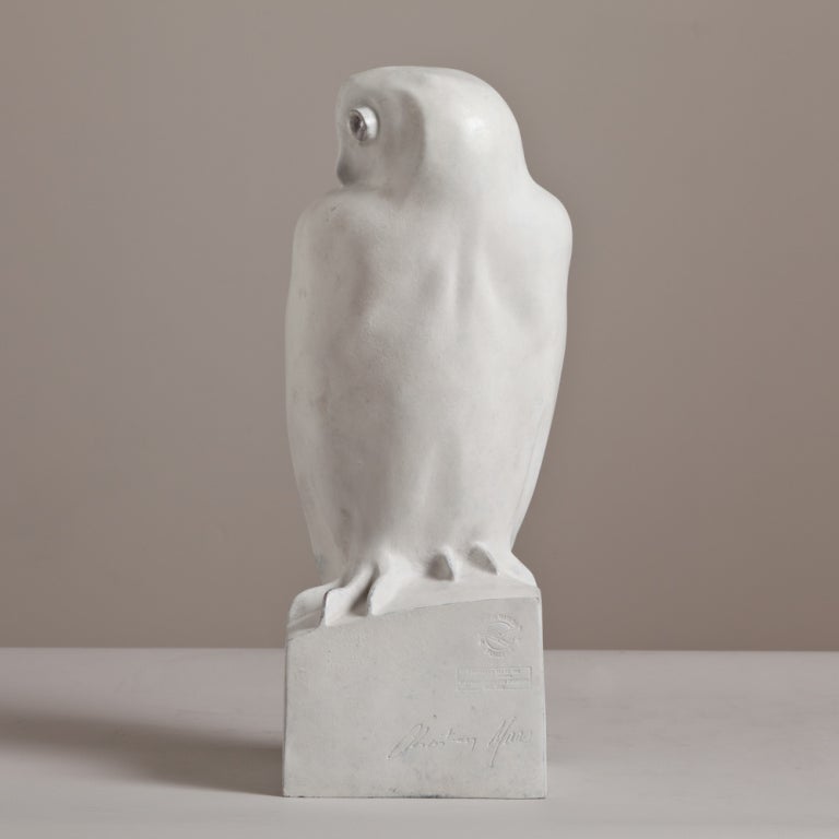 Contemporary A White Patinated Sculpture of an Owl by Christian Maas