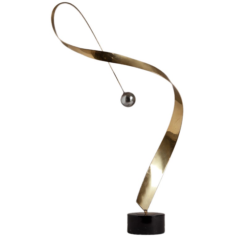 A Curtis Jere Bronzed Metal Ribbon Table Sculpture