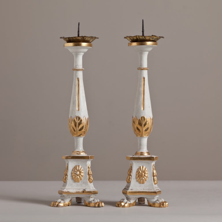 Three Pairs of 19th Century Pricket Sticks, Italy, circa 1820