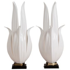 A Rare Pair of Spiked Rougier Lamps