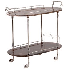 A Brown Lacquered Goatskin Aldo Tura Bar Cart Italy 1950s