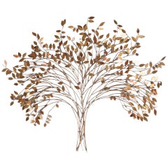 A Large Autumnal Patina Metal Tree Wall Sculpture 1960/70s