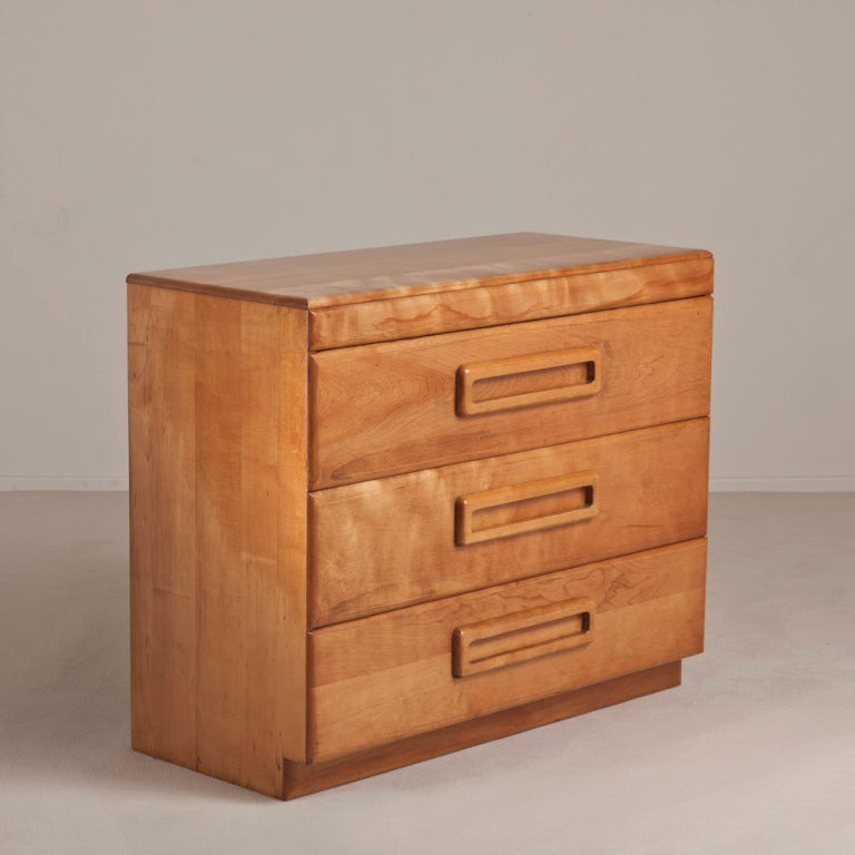 A Single Three Drawer Commode designed by Heywood Wakefield USA 1960s stamped