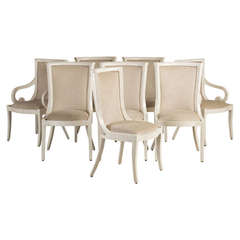 A Set of Eight Enrique Garcel Bone Veneered Dining Chairs 1970s