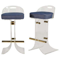 A Pair of Lucite Bar Stools by Paul Jones 1970s
