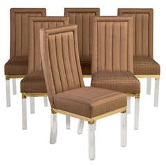 Set of Six Lucite Dining Chairs by Charles Hollis Jones, 1970s