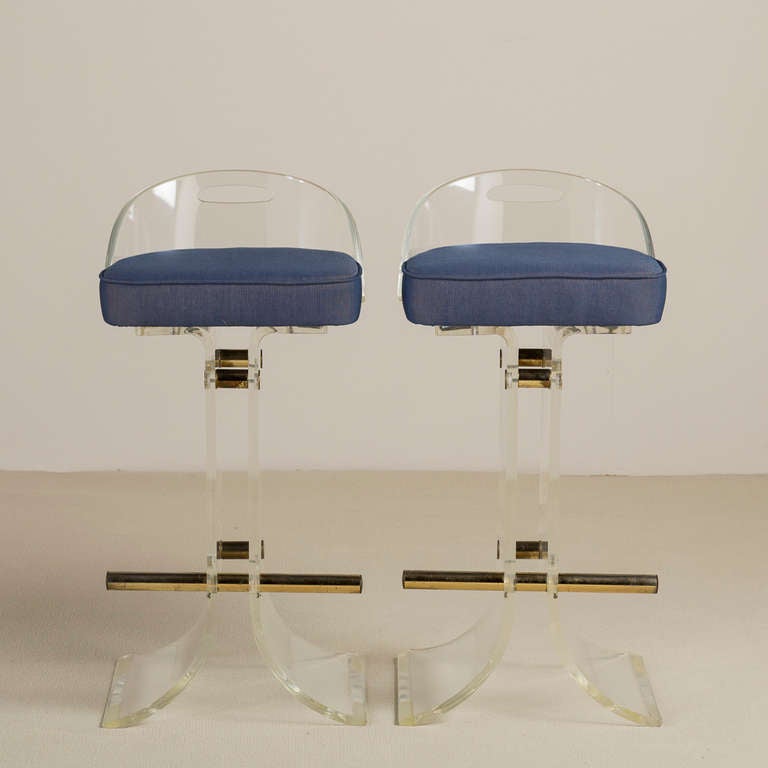 Late 20th Century A Pair of Lucite Bar Stools by Paul Jones 1970s