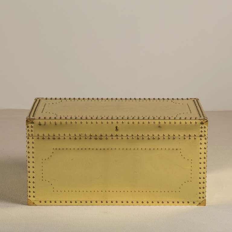 Spanish Studded Brass Chest Designed by Sarreid, 1970s In Excellent Condition In London, GB
