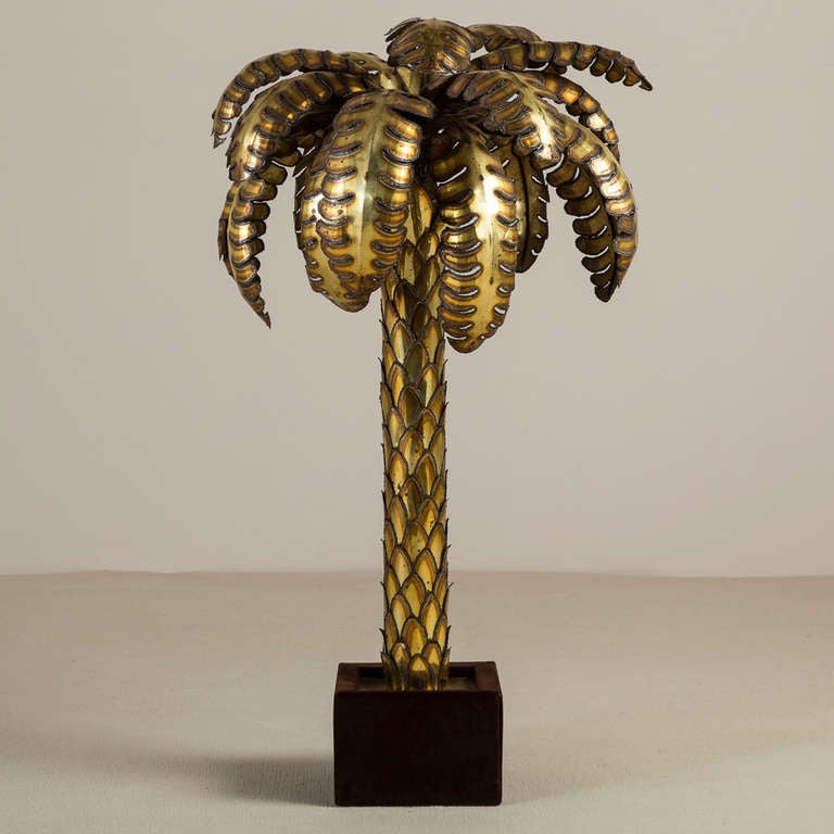 A Large Maison Jansen Floor Standing Brass Palm Tree Sculpture 1970s