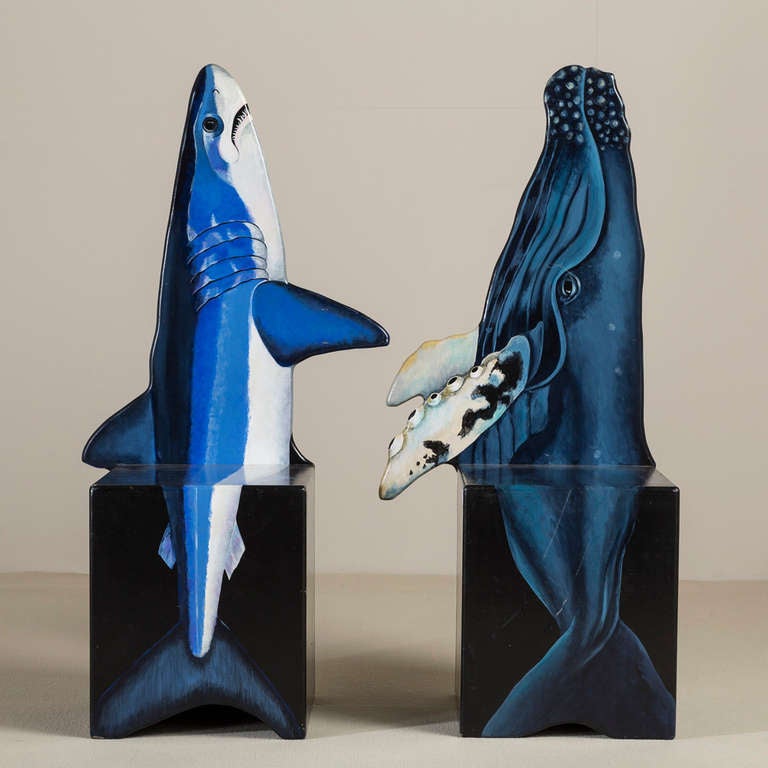 Limited Edition Pair of Chairs Depicting a Whale and Shark, 1991 In Excellent Condition In London, GB