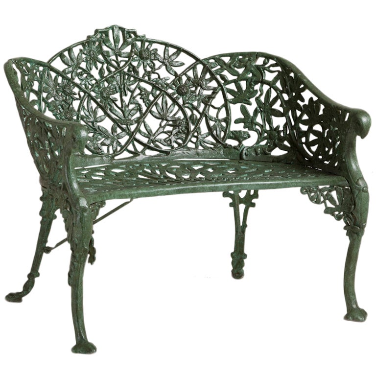 A Superb Passion Flower Cast Iron Garden Seat