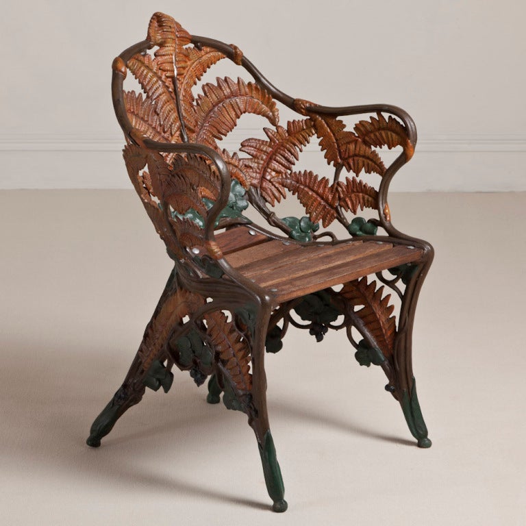 English A Fern and Blackberry Chair in the Manner of Coalbrookdale