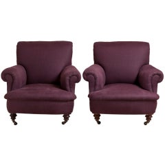 A Pair of English Howard and Son Armchairs circa 1850