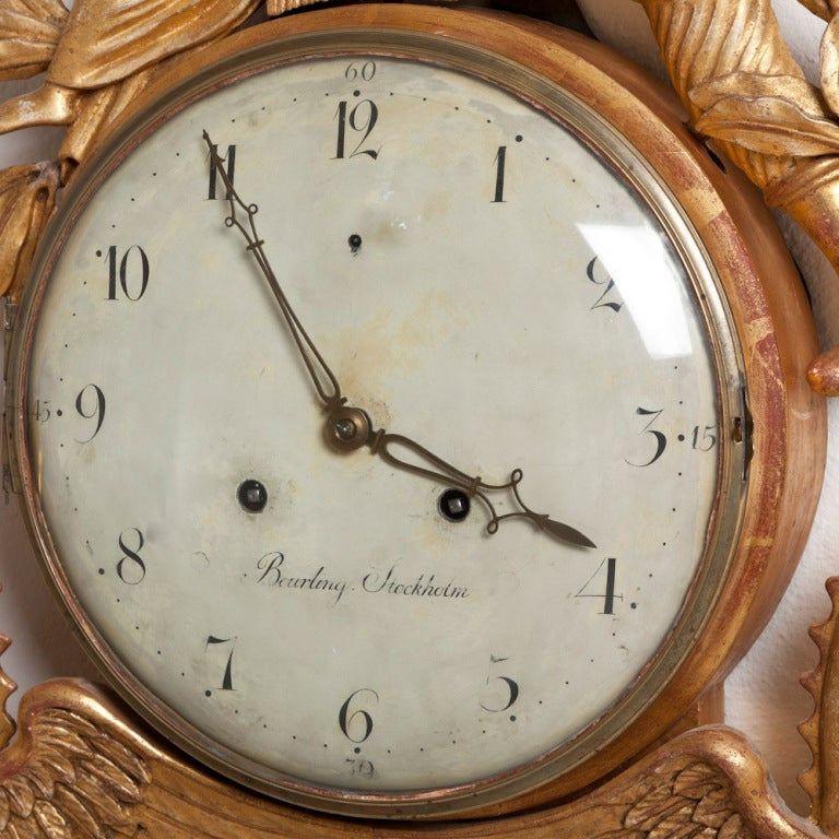 A Superb Swedish Empire Gilded Wall Clock circa 1790 1