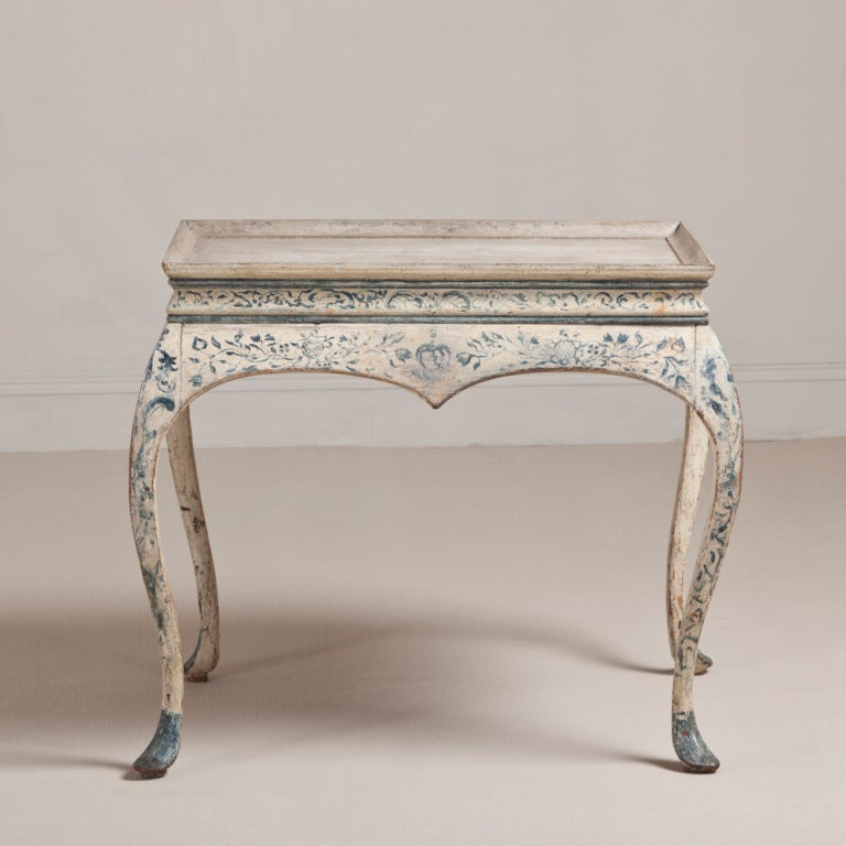 A Blue Painted Norwegian Tea Table