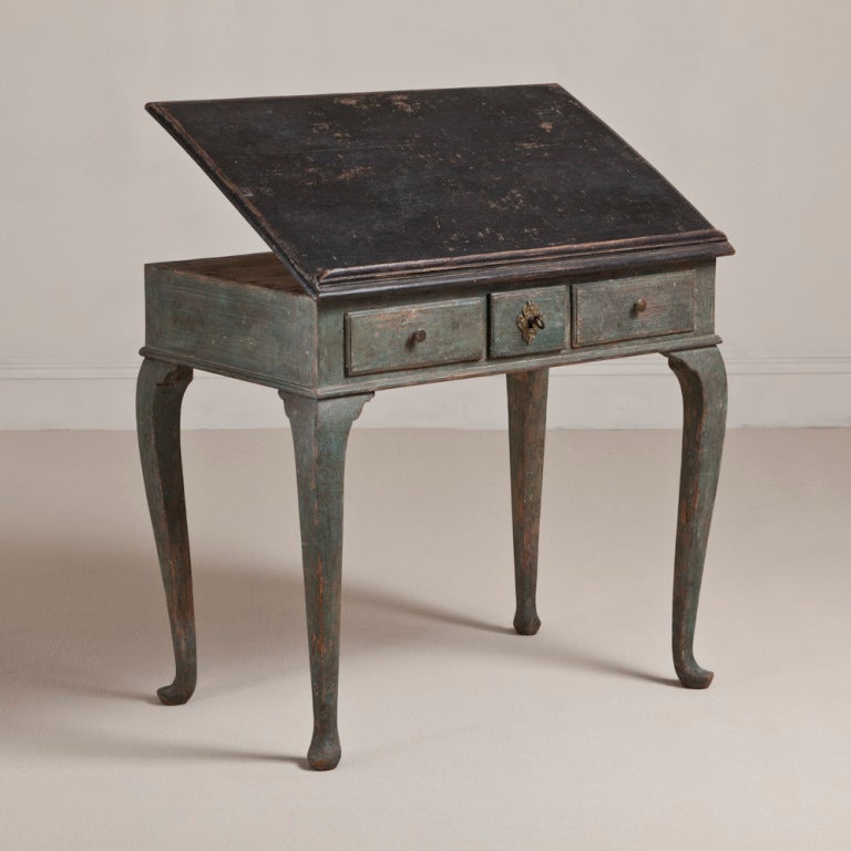 A Rococo Period Library Table in Original Paint with Original Locks and Handles circa 1760