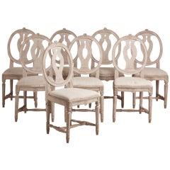 A Set of 8 Swedish Painted Dining Chairs circa 1920