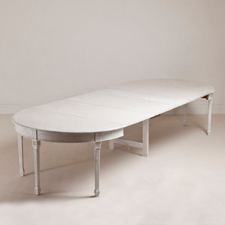 A Large Danish Painted Extendable Dining Table