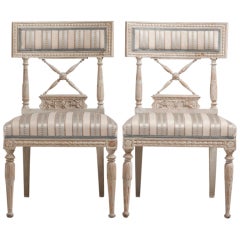 A Pair of Painted Empire Dining Chairs circa 1810