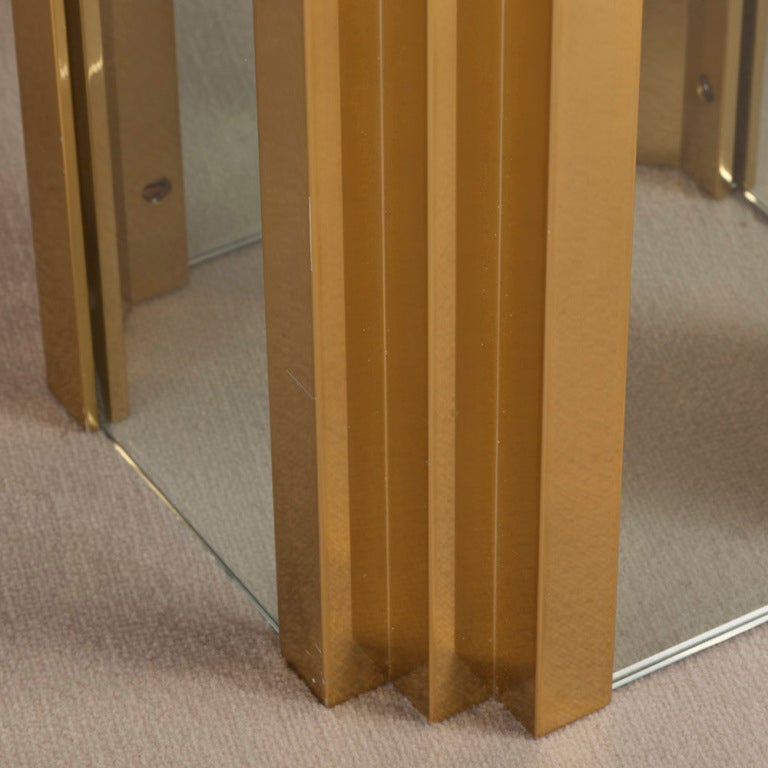 A Pair of Brass and Glass Pedestals by Pace New York 1970s 1