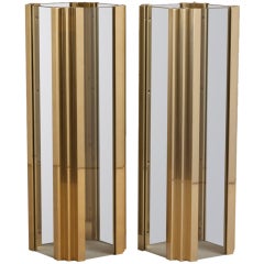 A Pair of Brass and Glass Pedestals by Pace New York 1970s